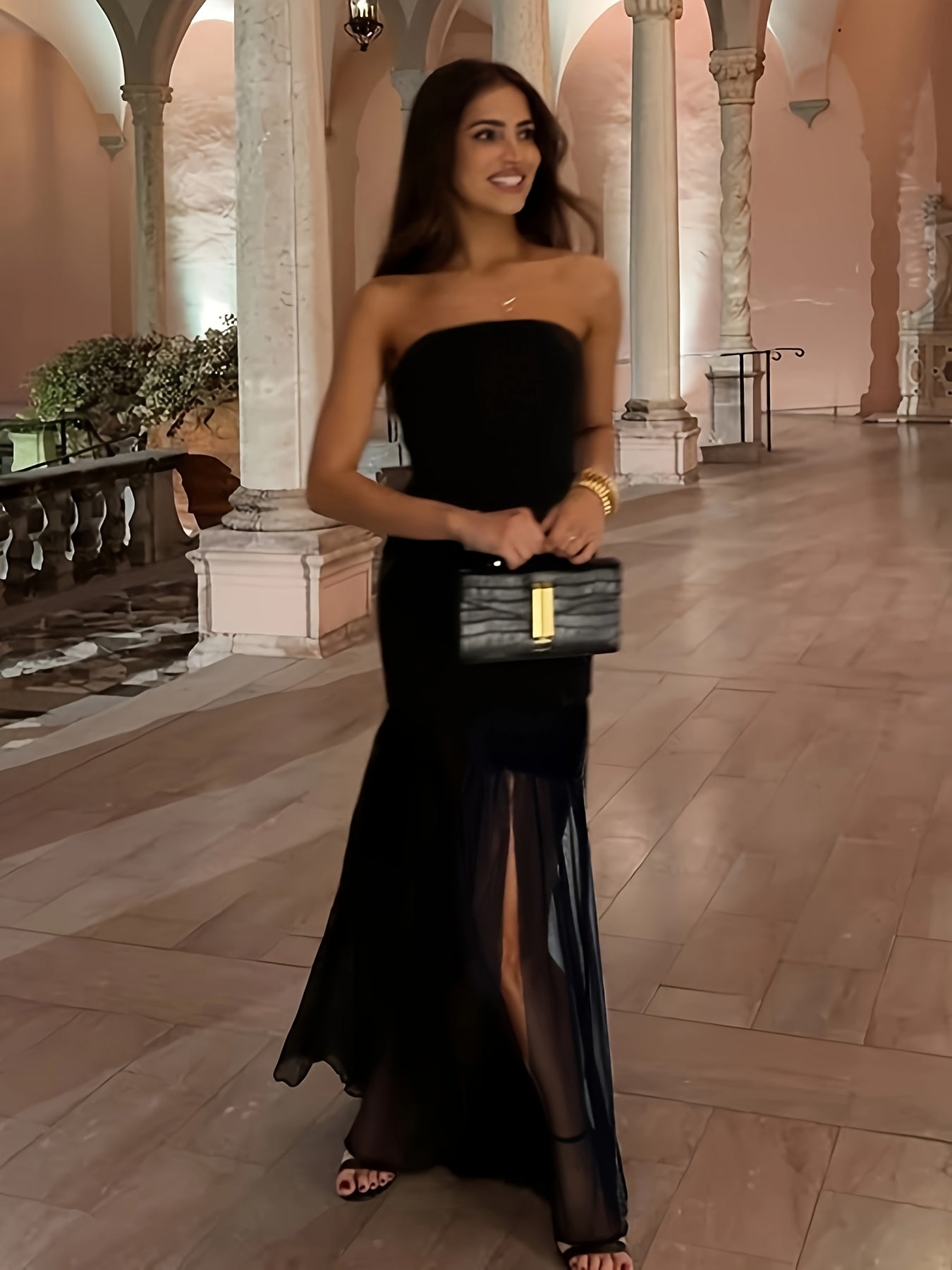 Vestido Maxi Sexy de Ombro Único/Alça para Mulheres - Festa, Clube e Férias - Vestuário Formal e Casual Lavável à Máquina, Elegante Detalhado, Moda Feminina