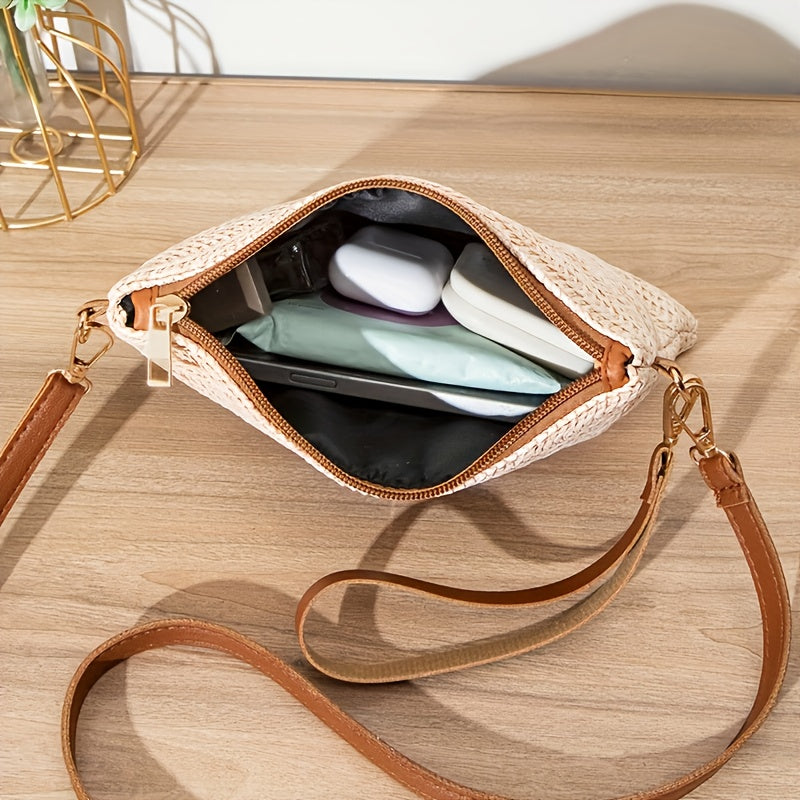 Bohemian Style Woven Shoulder Bag with Adjustable Strap, Small Handbag and Phone Wallet, Perfect Gift Choice for Eleven Festivals