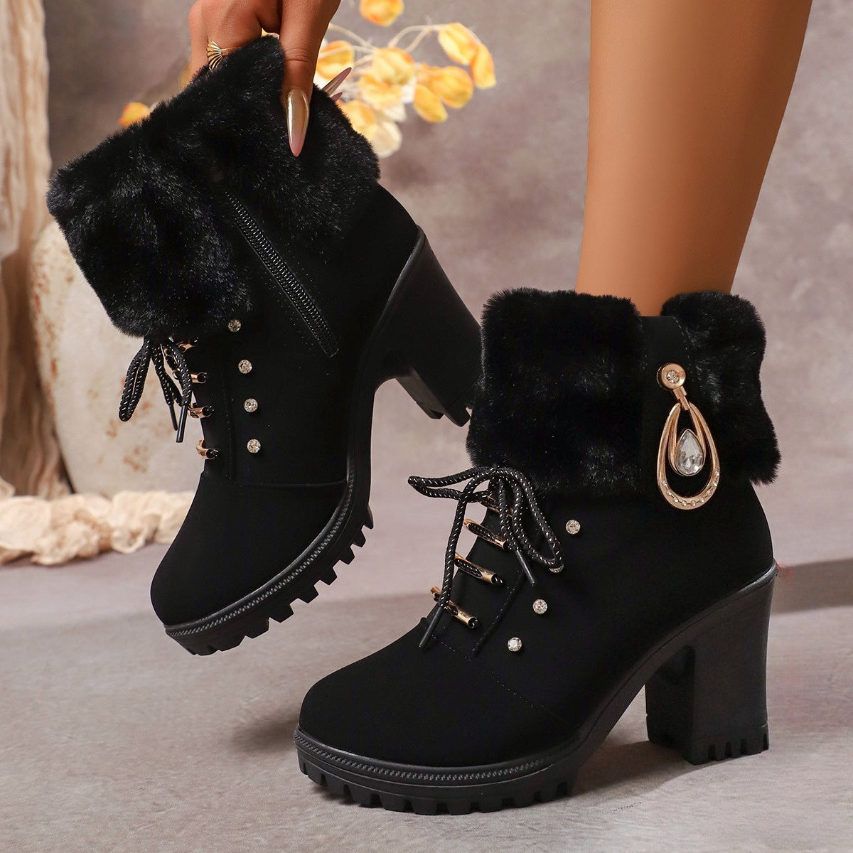 8 Sizes Available Women's Fashion Boots, Ankle Boots, Short Boots, Winter Warm Plush Shoes for Women