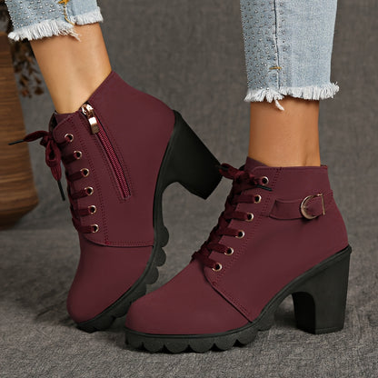 Women's booties - Women's platform wedge boots - non-slip rubber sole - imitation with a zipper closure in the middle heel - all season - winter - party and everyday shoes - inexpensive Women's shoes