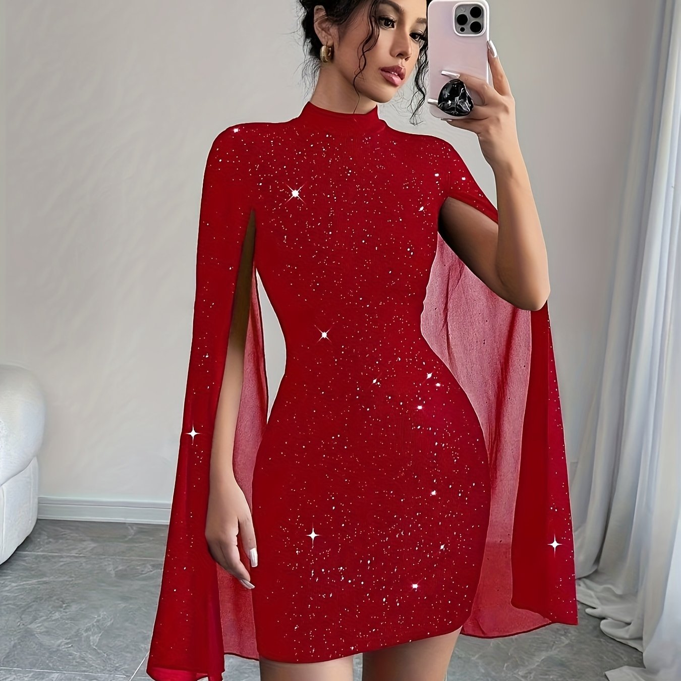 Elegant Black Semi-Transparent Bodycon Party Dress