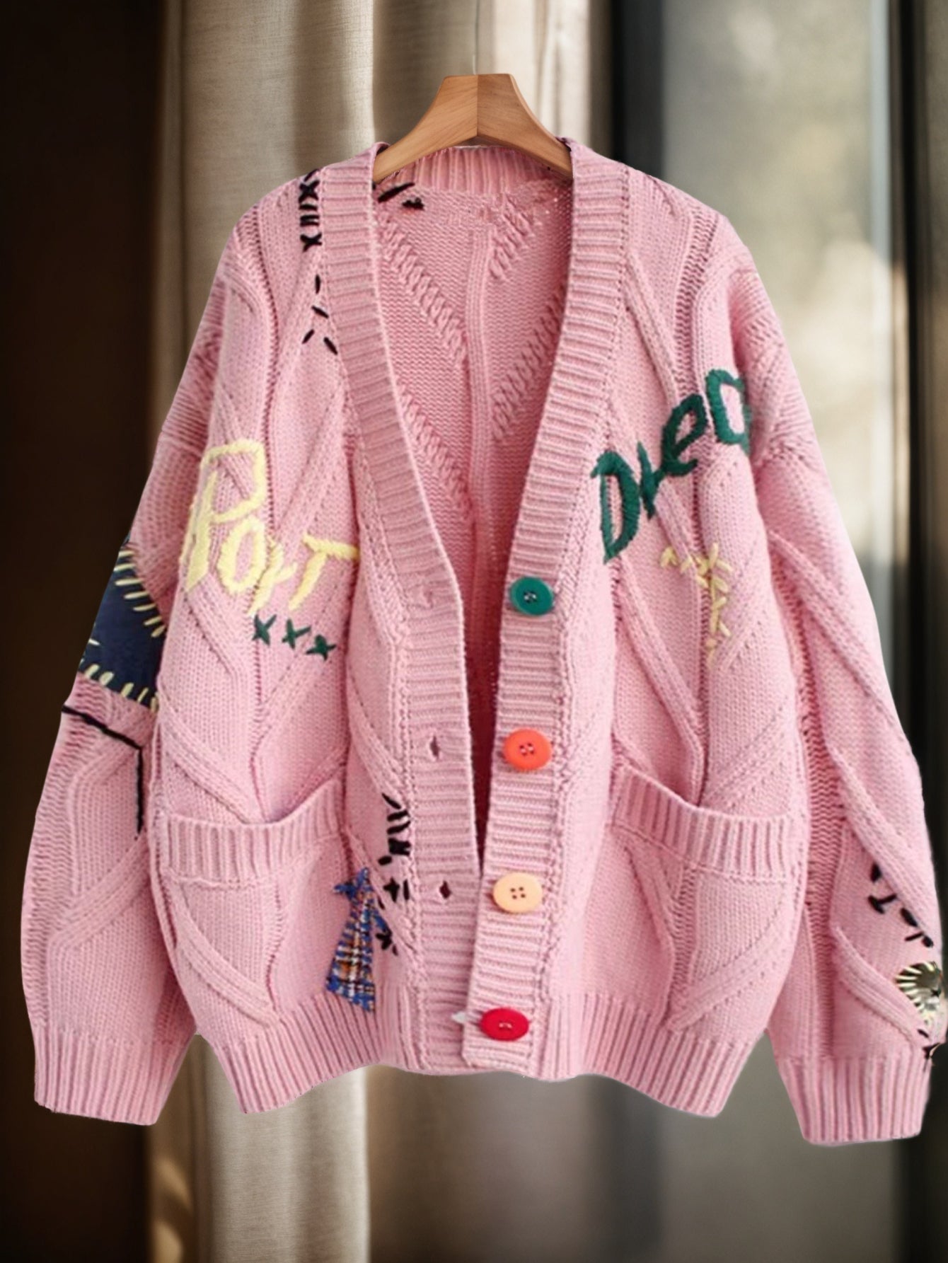 Women's 90.72 KG+ Heavy-Duty Cardigan Jacket - Elegant Collar Button-Front Sweater Coat, Machine Washable Winter Warm Outerwear Uniforms, Office & Casual Wear (Age-Reducing Fit, Red)