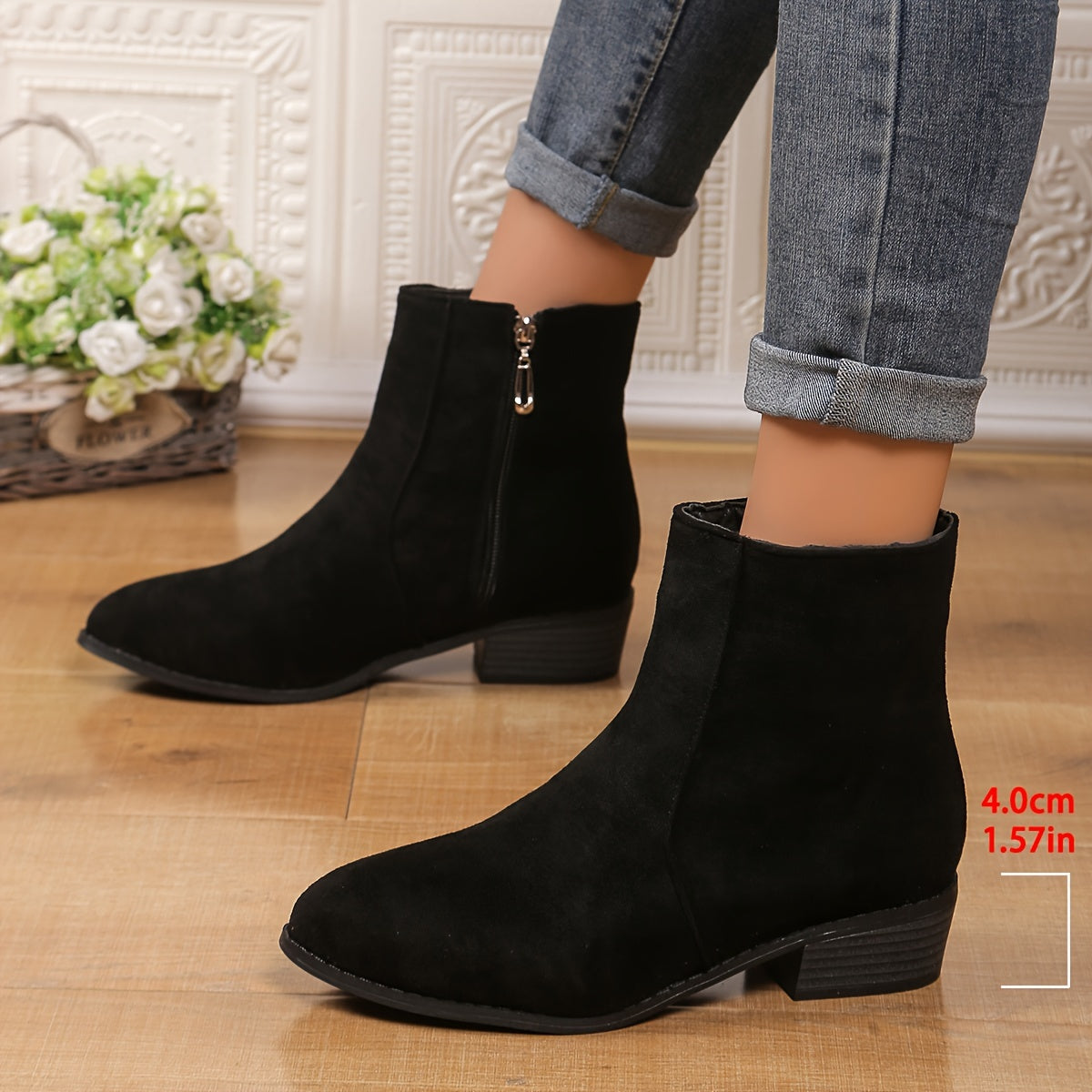Women'S Chunky Platform Ankle Boots - Slip-On Zipper Closure, Cushioned Insole & Non-Slip Rubber Sole - Faux Cover Boots for Everyday & Formal Outfits - Fall/Winter