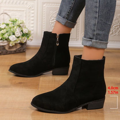 Women'S Chunky Platform Ankle Boots - Slip-On Zipper Closure, Cushioned Insole & Non-Slip Rubber Sole - Faux Cover Boots for Everyday & Formal Outfits - Fall/Winter