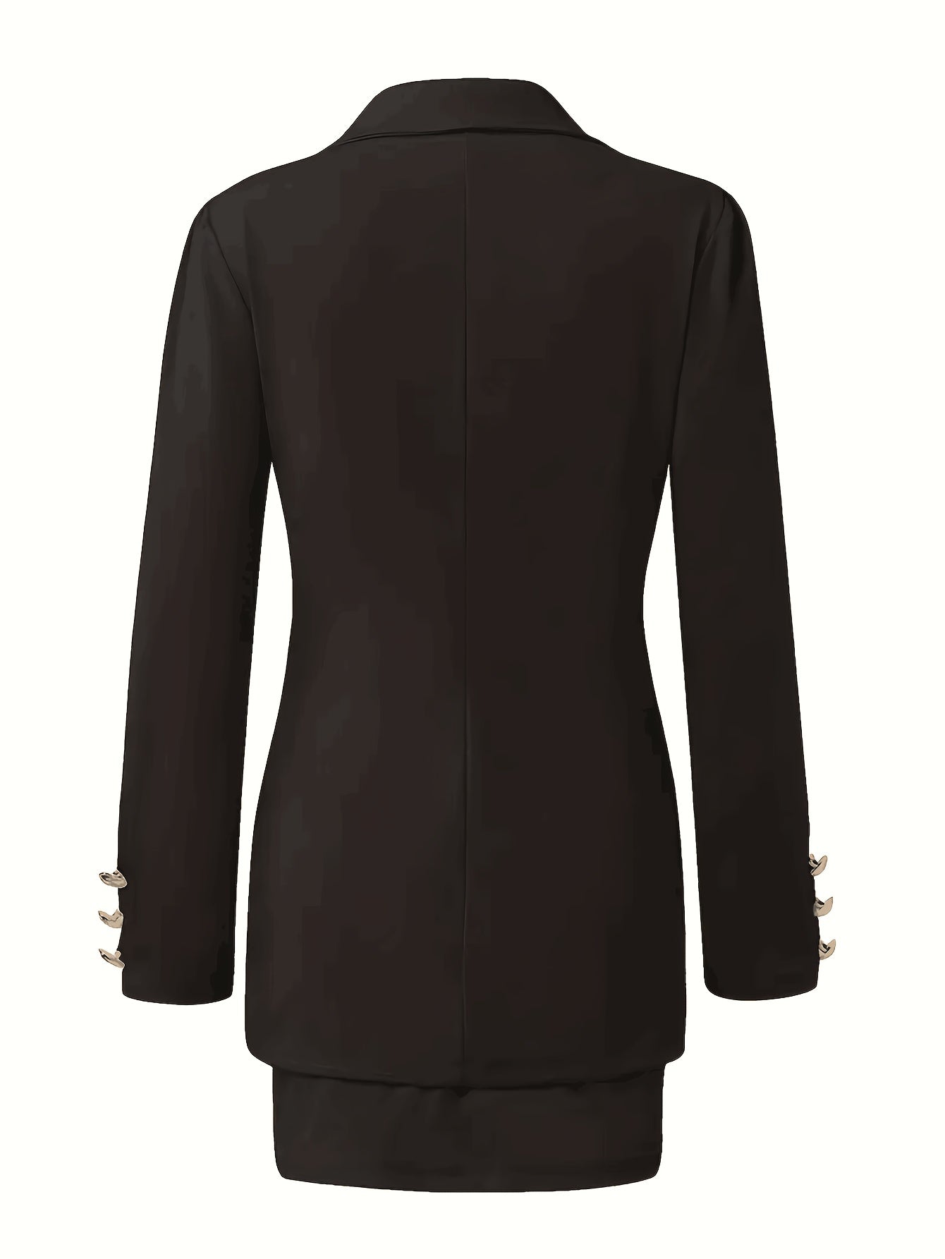 Ladies' Elegant Commuter Notch Lapel Double-Breasted Suit Skirt Set