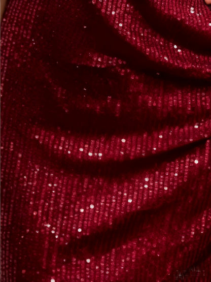 JHQC167 Women's Sparkling One Shoulder Sequin Cocktail Dress - Long Sleeve Mermaid/Bodycon Party Gown with Asymmetrical Hem, Shimmering Evening Dress for Weddings, Prom, Nightclub & Special Events (No)