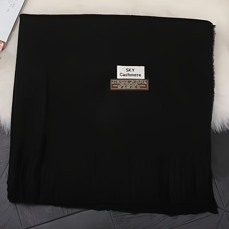 Lenço de Lã Macio e Confortável - Xale Escocês Bohemian Estiloso, Cor Sólida, Quente e à Prova de Vento, Lavável à Mão, Perfeito para Encontros Noturnos, Não Elástico - Presente Elegante!