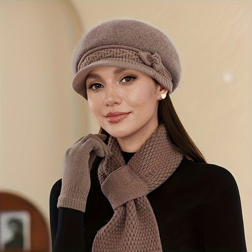 1 Gorro de Inverno de Pelúcia para Mulher - Gorro Macio com Fecho Ajustável, Proteção Leve e Quente para os Ouvidos para Clima Frio, Gorro de Inverno Elegante para Esqui, Corrida, Uso Diário - Disponível em Borgonha, Azul Marinho, Rosa, Roxo - Presente de Natal Perfeito para Mulheres