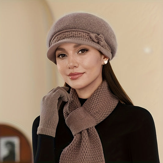 1 Gorro de Inverno de Pelúcia para Mulher - Gorro Macio com Fecho Ajustável, Proteção Leve e Quente para os Ouvidos para Clima Frio, Gorro de Inverno Elegante para Esqui, Corrida, Uso Diário - Disponível em Borgonha, Azul Marinho, Rosa, Roxo - Presente de Natal Perfeito para Mulheres