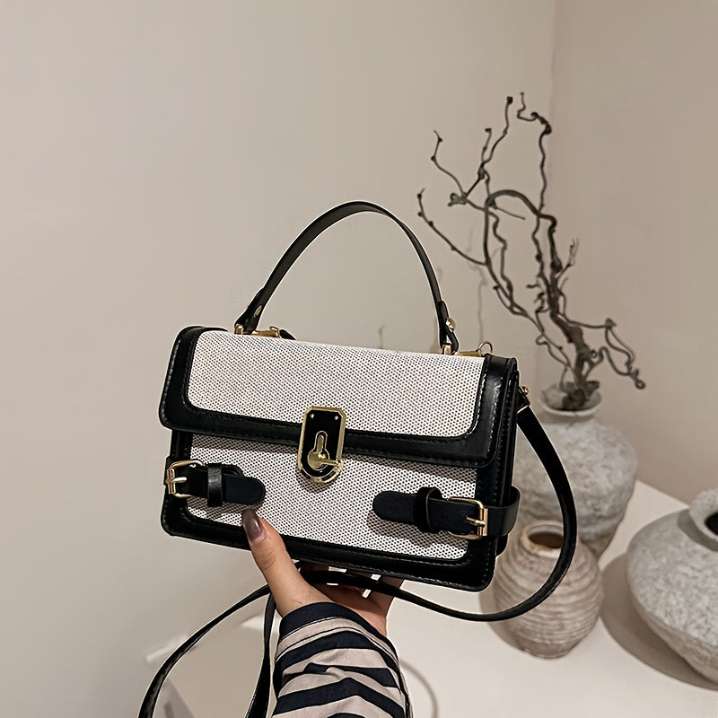 Fashionable Small Square Messenger Bag |, Zipper Closure, Adjustable Strap, Mixed Color, Retro Style, Unisex