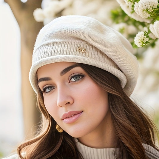 4 Cores Disponíveis Beret Feminino Novo Outono Inverno Moda Versátil Gorro, Chapéu de Inverno para Mulheres, Gorro para Mulheres, Chapéu de Inverno Para Mulheres Clima Frio, gorro inverno mulher, gorros inverno mulher, gorros