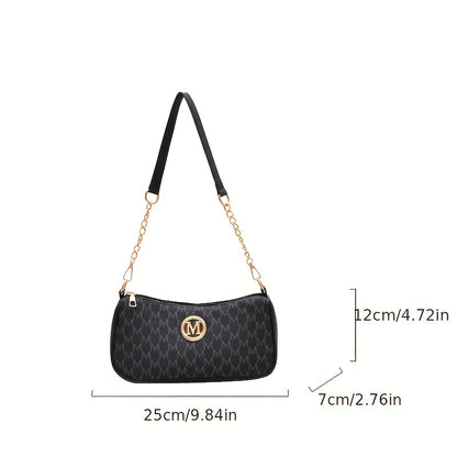 French Vintage Underarm Bag for Women, New Letter Print Crossbody Small Square Bag with Chain Strap, Perfect Lily Adjustable Crossbody Bag with M Logo - Zipper Closure Shoulder Bag, Suitable for Daily Commuting and Casual Outings, Light Brown/White/Black, Multifunctional Handbag, Fashion Accessory, Elegant Women'S Shopping Halloween, Christmas Gift, Handbag, Women'S Small Wallet, Fashionable Women Bags