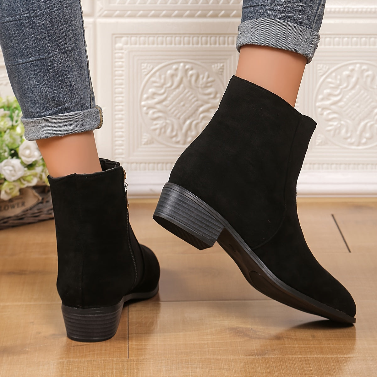 Women'S Chunky Platform Ankle Boots - Slip-On Zipper Closure, Cushioned Insole & Non-Slip Rubber Sole - Faux Cover Boots for Everyday & Formal Outfits - Fall/Winter