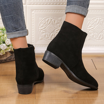 Women'S Chunky Platform Ankle Boots - Slip-On Zipper Closure, Cushioned Insole & Non-Slip Rubber Sole - Faux Cover Boots for Everyday & Formal Outfits - Fall/Winter