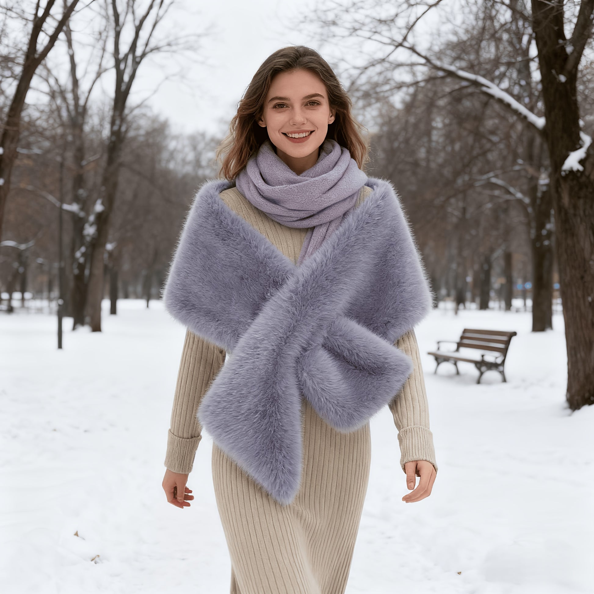 1x Xaile de Luxo Feminino em Pele Sintética Macia - Elegante Quentura de Inverno, À Prova de Vento e Isolamento Espesso, Castanho/, Eventos Formais, Casamentos, Festas, Xaile de Inverno, Xaile de Casamento, Estilo Boémio, Xaile Elegante, Xaile de Moda, Xaile de Noiva, Amantes da Moda
