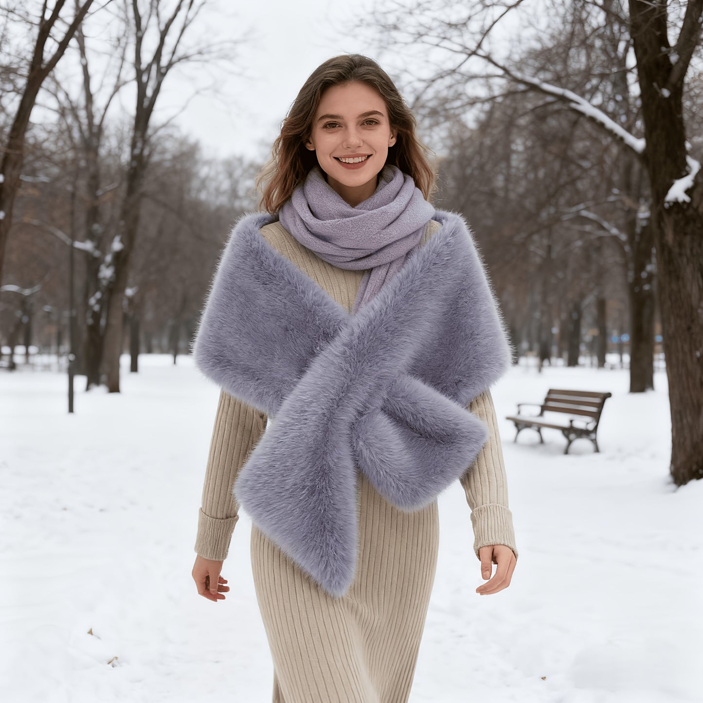 1x Xaile de Luxo Feminino em Pele Sintética Macia - Elegante Quentura de Inverno, À Prova de Vento e Isolamento Espesso, Castanho/, Eventos Formais, Casamentos, Festas, Xaile de Inverno, Xaile de Casamento, Estilo Boémio, Xaile Elegante, Xaile de Moda, Xaile de Noiva, Amantes da Moda