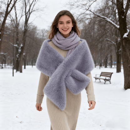 1x Xaile de Luxo Feminino em Pele Sintética Macia - Elegante Quentura de Inverno, À Prova de Vento e Isolamento Espesso, Castanho/, Eventos Formais, Casamentos, Festas, Xaile de Inverno, Xaile de Casamento, Estilo Boémio, Xaile Elegante, Xaile de Moda, Xaile de Noiva, Amantes da Moda