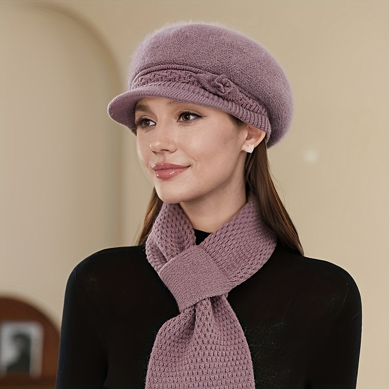 1 Gorro de Inverno de Pelúcia para Mulher - Gorro Macio com Fecho Ajustável, Proteção Leve e Quente para os Ouvidos para Clima Frio, Gorro de Inverno Elegante para Esqui, Corrida, Uso Diário - Disponível em Borgonha, Azul Marinho, Rosa, Roxo - Presente de Natal Perfeito para Mulheres