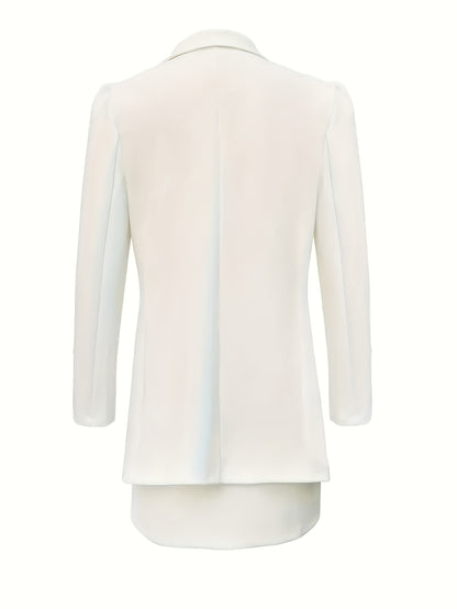 Ladies' Elegant Commuter Notch Lapel Double-Breasted Suit Skirt Set