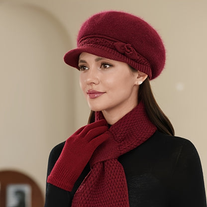 1 Gorro de Inverno de Pelúcia para Mulher - Gorro Macio com Fecho Ajustável, Proteção Leve e Quente para os Ouvidos para Clima Frio, Gorro de Inverno Elegante para Esqui, Corrida, Uso Diário - Disponível em Borgonha, Azul Marinho, Rosa, Roxo - Presente de Natal Perfeito para Mulheres