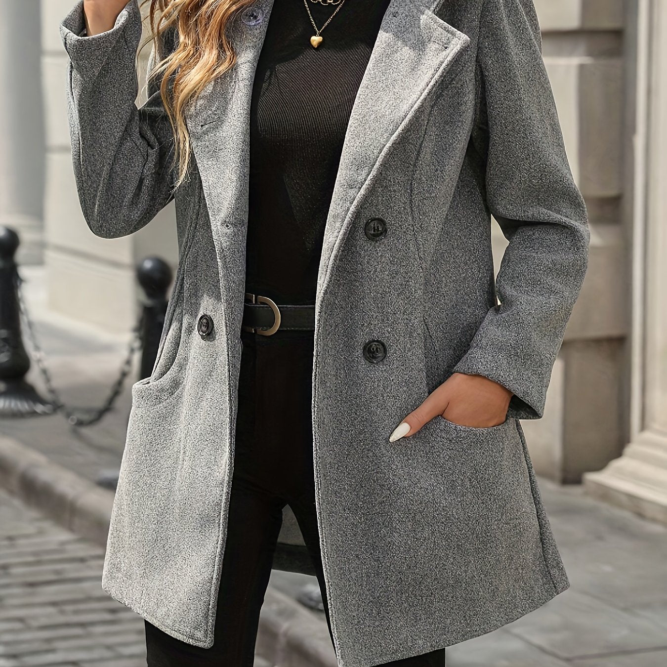 Elegant Winter Coat with Double Collar & Hood