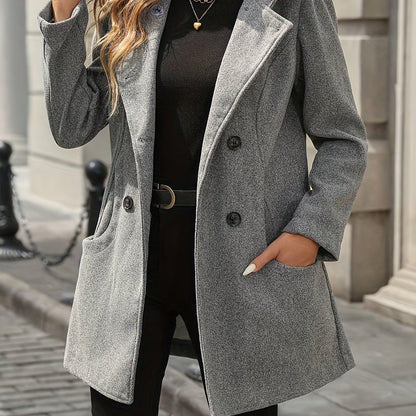 Elegant Winter Coat with Double Collar & Hood