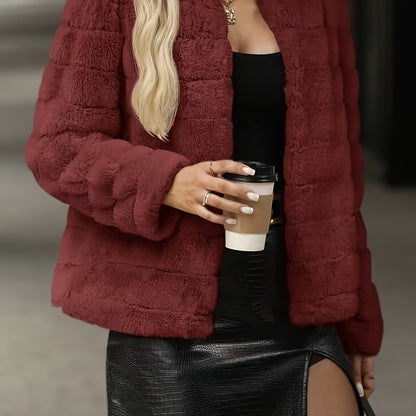 Elegant Women's Plush Fleece Coat - Cozy Winter Warmth