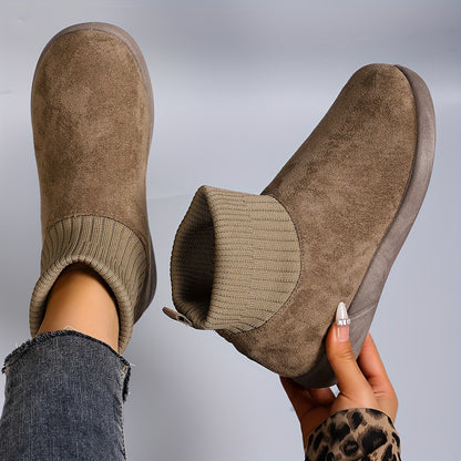 STEPREACH Women'S Winter Boots - Slip-On Ankle Boots with Cushioned Insole, Non-Slip Rubber Sole - Warm Brown - All-Season Casual & Formal Shoes