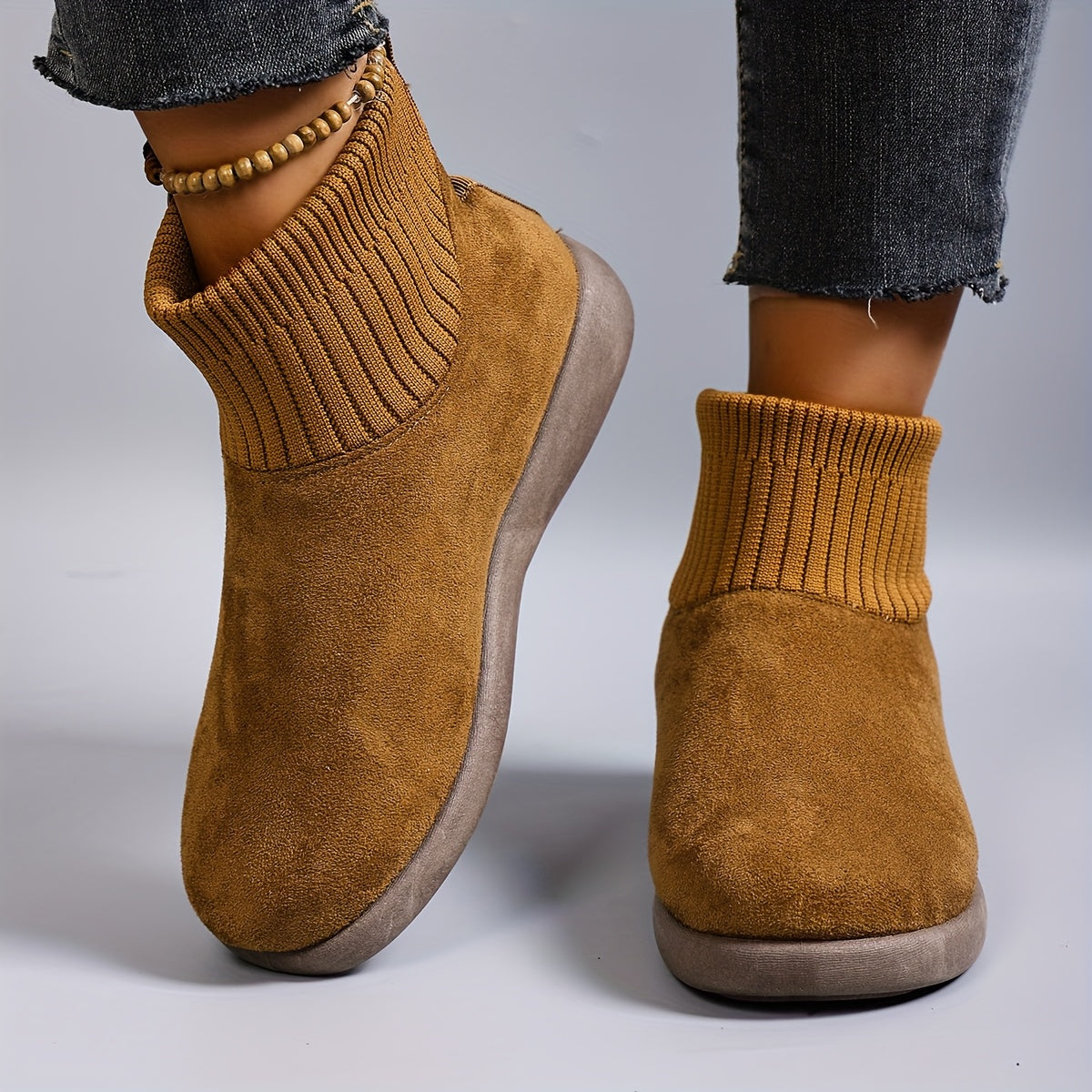 STEPREACH Women'S Winter Boots - Slip-On Ankle Boots with Cushioned Insole, Non-Slip Rubber Sole - Warm Brown - All-Season Casual & Formal Shoes