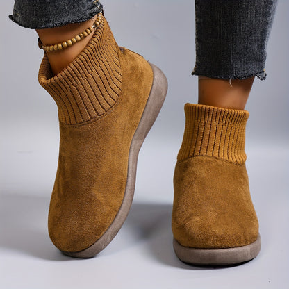 STEPREACH Women'S Winter Boots - Slip-On Ankle Boots with Cushioned Insole, Non-Slip Rubber Sole - Warm Brown - All-Season Casual & Formal Shoes