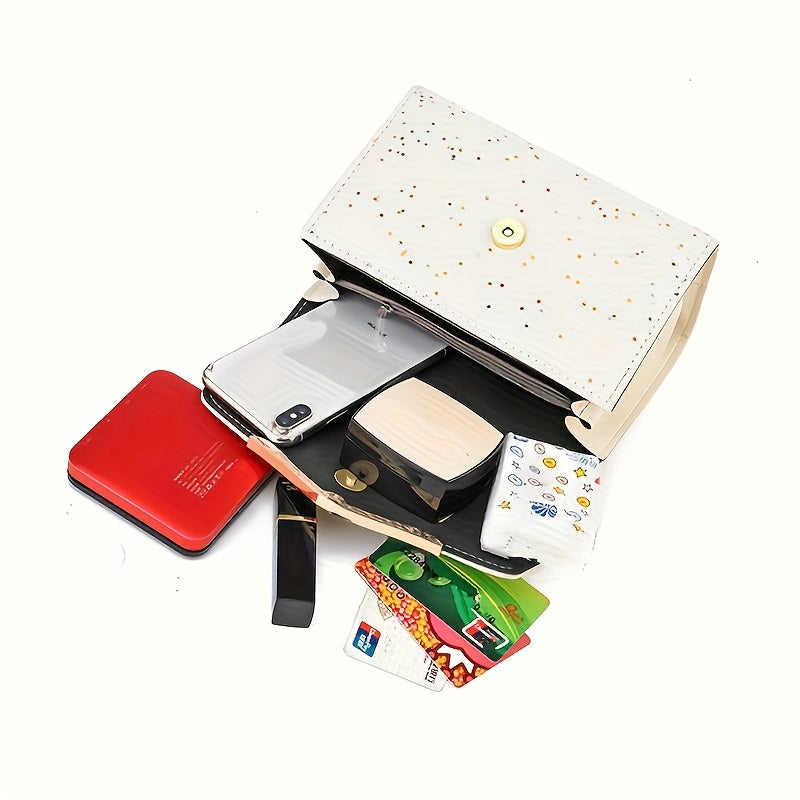 Elegant Sequin and Pearl Embellished Messenger Bag with Golden Chain Strap | Fashion Flip Cover, Adjustable Shoulder Strap, Ideal for Parties and Gifts, White Ivory Color, Magnetic Snap Closure, Dual Large Compartments