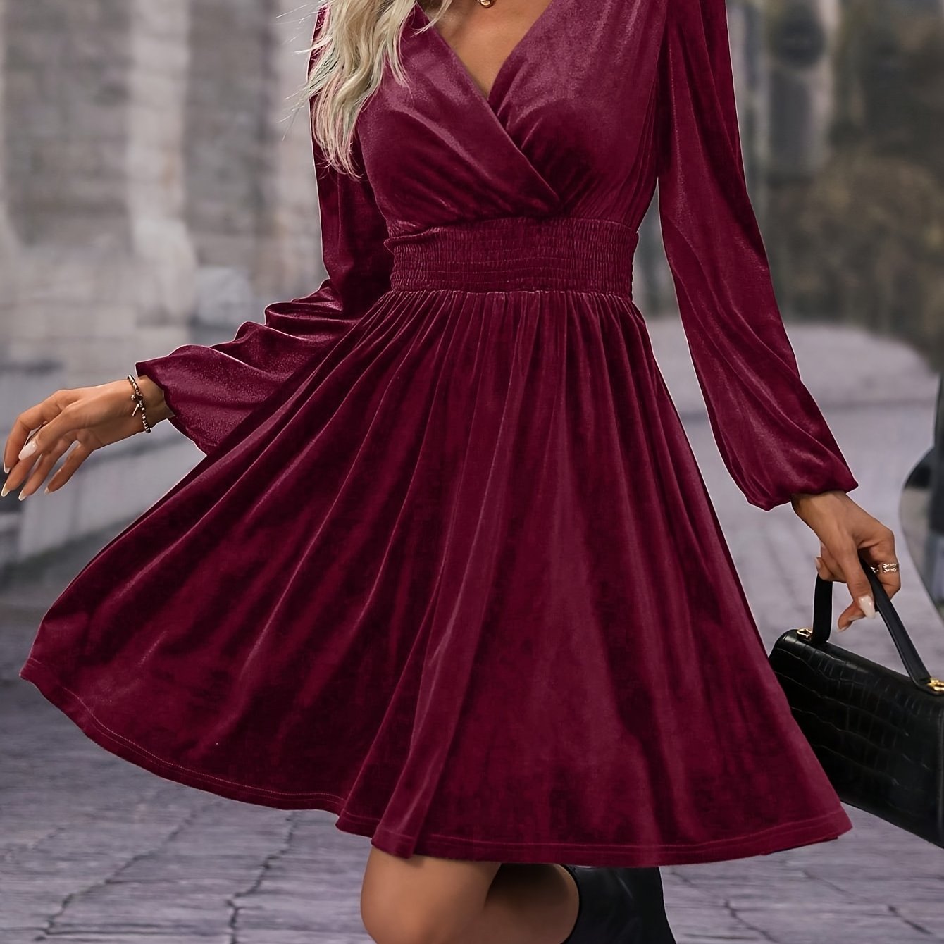 Elegant Asymmetrical V-Neck Dress for Women