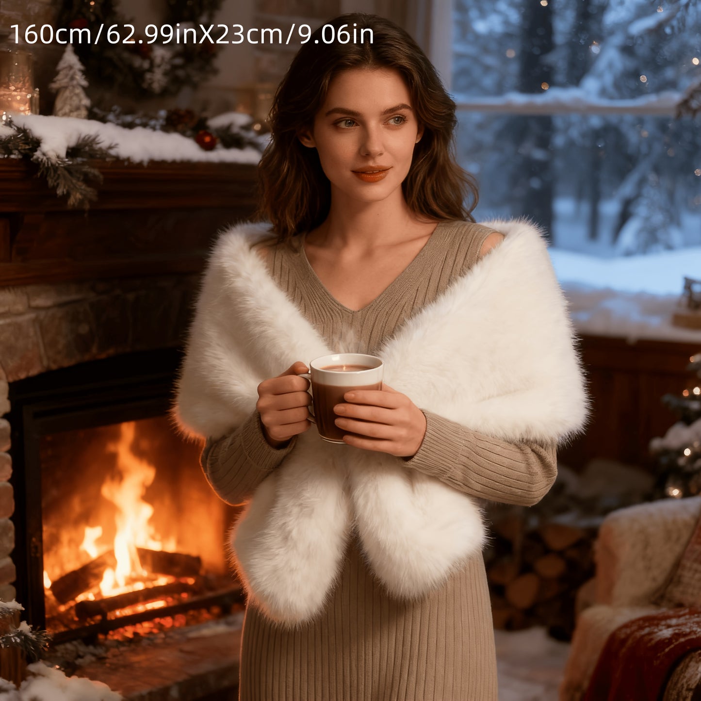 1x Xaile de Luxo Feminino em Pele Sintética Macia - Elegante Quentura de Inverno, À Prova de Vento e Isolamento Espesso, Castanho/, Eventos Formais, Casamentos, Festas, Xaile de Inverno, Xaile de Casamento, Estilo Boémio, Xaile Elegante, Xaile de Moda, Xaile de Noiva, Amantes da Moda