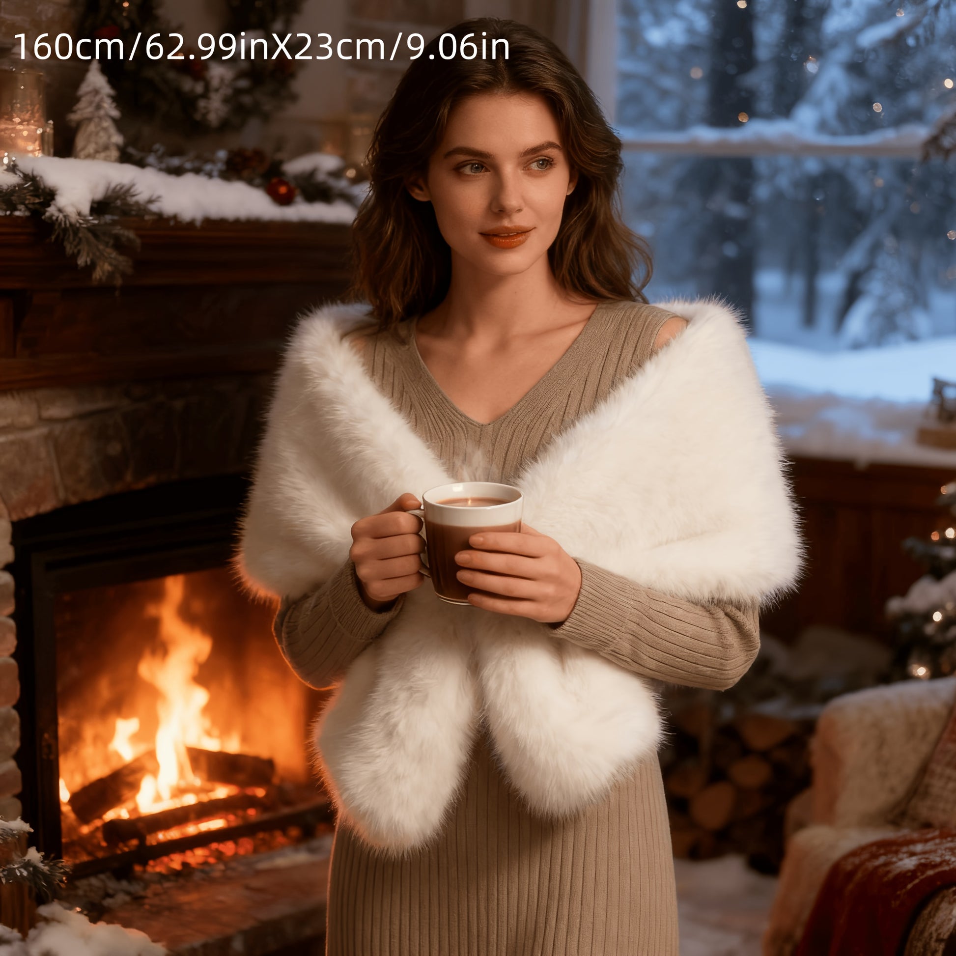 1x Xaile de Luxo Feminino em Pele Sintética Macia - Elegante Quentura de Inverno, À Prova de Vento e Isolamento Espesso, Castanho/, Eventos Formais, Casamentos, Festas, Xaile de Inverno, Xaile de Casamento, Estilo Boémio, Xaile Elegante, Xaile de Moda, Xaile de Noiva, Amantes da Moda