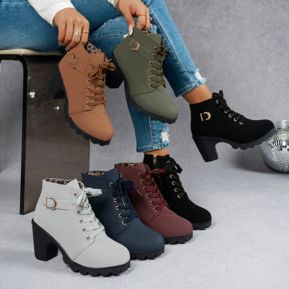 Women's Olive Green High-Heel Platform Ankle Boots - Thick Rubber Sole, Round Toe & Zipper Closure, All-Season Versatile Casual to Semi-Formal, Easy On/Off Faux Cover Booties, Ankle Boots For Women, Womens Ankle Boots, Fall Boots For Women, Boots For Women Elegant Classy, Women Ankle Boots, Bottes Femme, Boots For Women Ankle, Boots Women, Ankle Boots For Women Elegant Classy