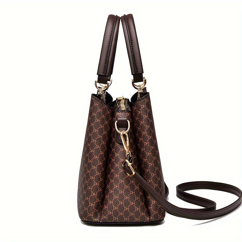 Gift for Mom Large Capacity Handbag, Family Bag, Vintage Fashion Crossbody Shoulder Bag with Print, Versatile and Portable Gratitude Gift