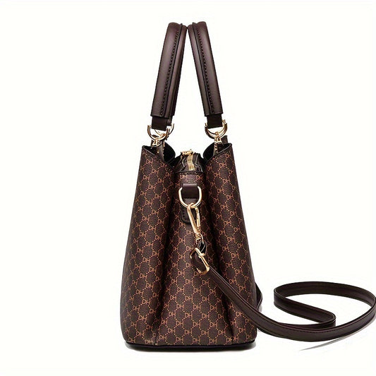 Gift for Mom Large Capacity Handbag, Family Bag, Vintage Fashion Crossbody Shoulder Bag with Print, Versatile and Portable Gratitude Gift