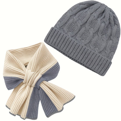 1 Conjunto Elegante de Chapéu e Cachecol de Cor Sólida, Gorro Quente e Moderno de Outono Inverno com Múltiplas Cores Disponíveis, Acessórios de Inverno, Moda de Inverno, Amantes da Moda, Gorro Elegante, Textura Suave, Design Clássico, Cachecol a Combinar, Acessório de Cabeça Aconchegante