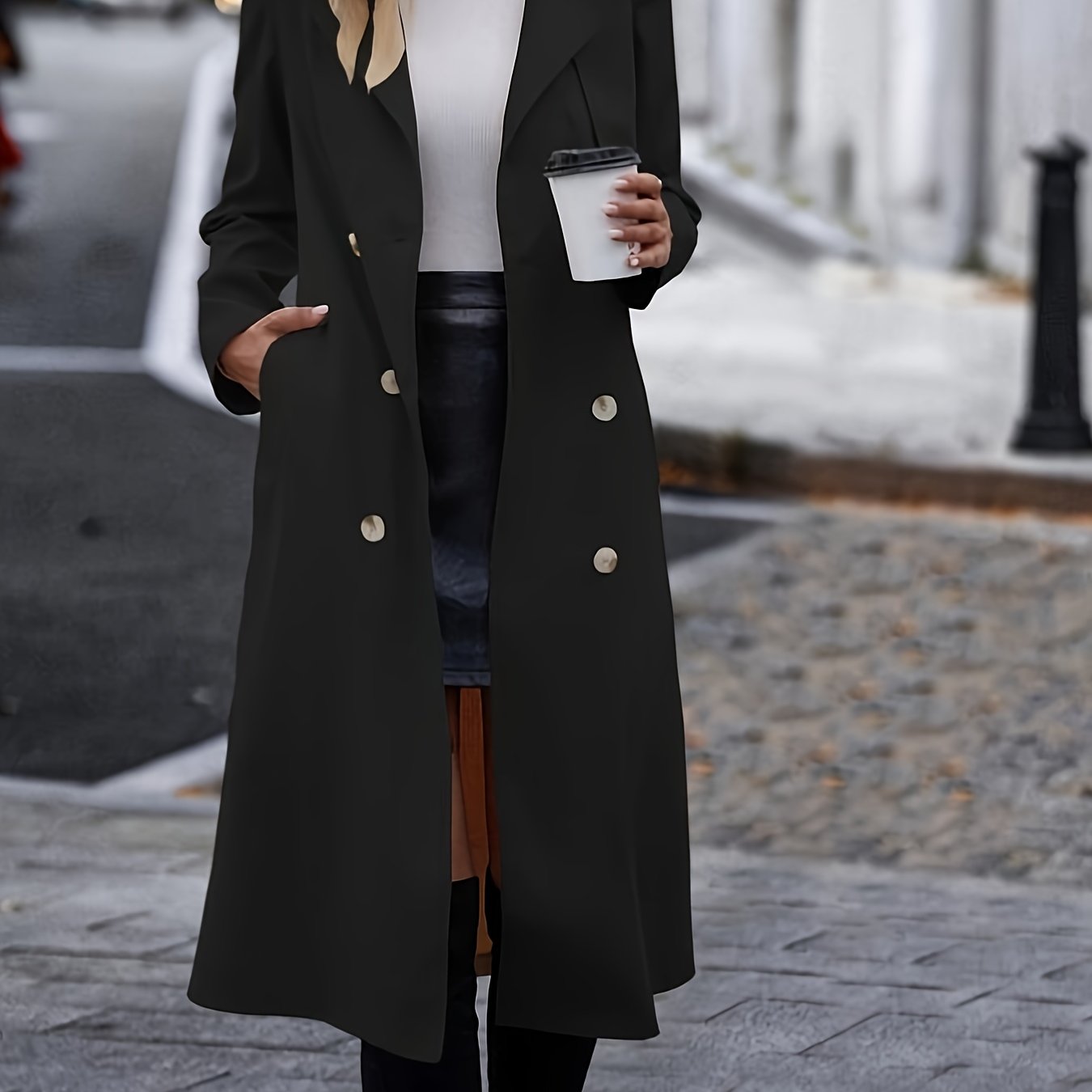 Elegant Double-Breasted Belted Trench Coat for Women