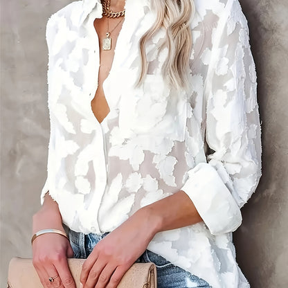 Elegant Women's Long-Sleeve Blouse with Button Details