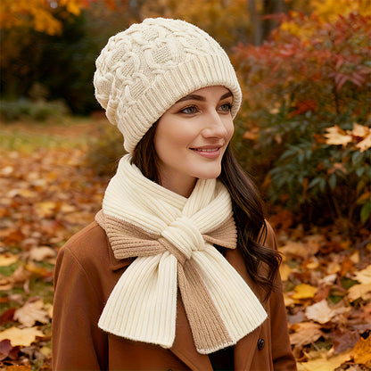 1 Conjunto Elegante de Chapéu e Cachecol de Cor Sólida, Gorro Quente e Moderno de Outono Inverno com Múltiplas Cores Disponíveis, Acessórios de Inverno, Moda de Inverno, Amantes da Moda, Gorro Elegante, Textura Suave, Design Clássico, Cachecol a Combinar, Acessório de Cabeça Aconchegante