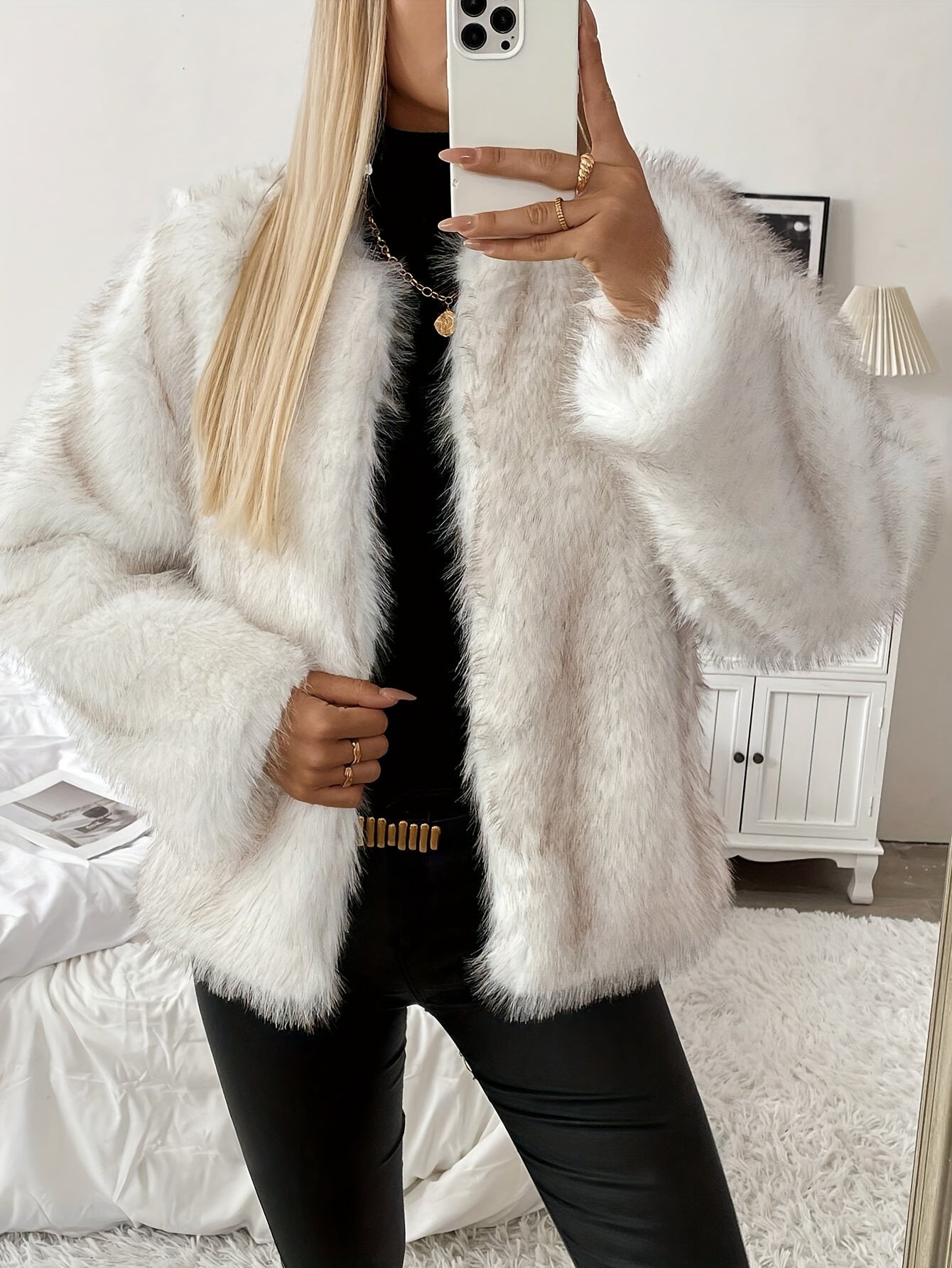 Casaco de Inverno para Mulheres - Jaqueta de Ultra-Quentura para Clima Frio, Elegante Roupa Exterior para Dias a Dia e Eventos Formais, Textura de Pele Sintética Fácil de Cuidar, Elegante Roupa de Outono/Inverno para Mulheres, Casacos de Inverno para Senhoras, Moda de Estação, Design Elegante, Textura Aconchegante, Jaqueta Elegante, Mulheres Conscientes da Moda, Moda de Outono, Material Aconchegante, Compradores Conscientes da Moda