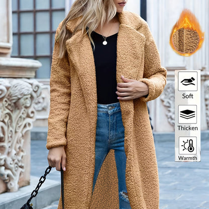 Elegant Plush Long Winter Coat for Women