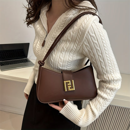 Ladies' Sling Bag with Adjustable Strap and Buckle Closure | Casual Solid Color Crossbody Handbag in Coffee Brown/Black, Easy-to-Care Durable Design for Dating, Shopping, Everyday Use