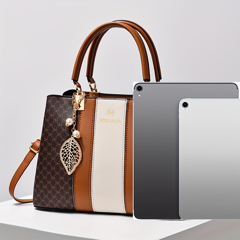 Gift for Mom Large Capacity Handbag, Family Bag, Vintage Fashion Crossbody Shoulder Bag with Print, Versatile and Portable Gratitude Gift