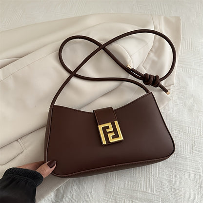 Ladies' Sling Bag with Adjustable Strap and Buckle Closure | Casual Solid Color Crossbody Handbag in Coffee Brown/Black, Easy-to-Care Durable Design for Dating, Shopping, Everyday Use