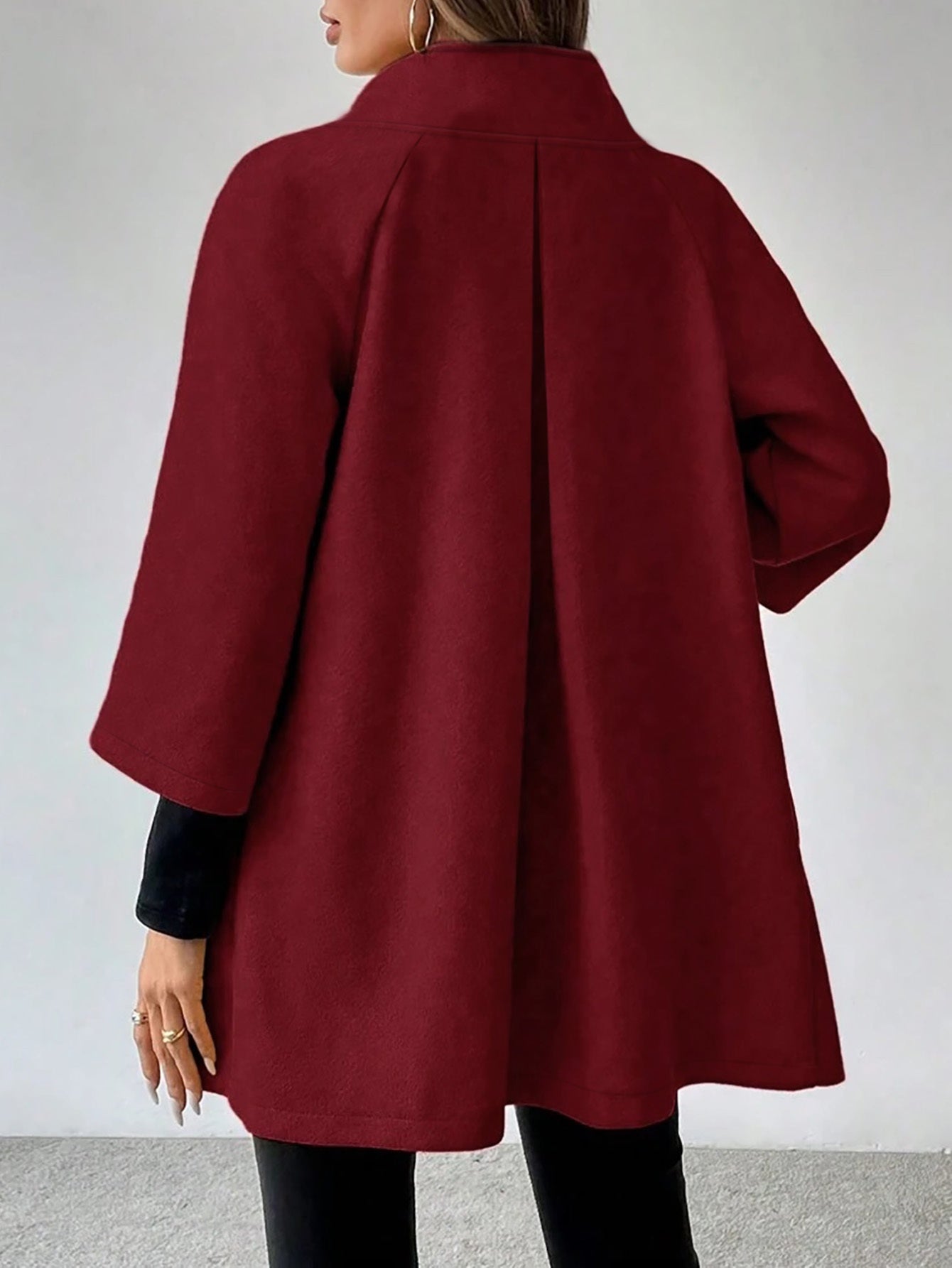 Casaco de tweed borbulhante para mulheres - Vestuário formal e casual longo com fecho de botão frontal, elegante para escritório e festa, para outono/inverno, roupa de frio chique em tom vermelho sofisticado, casacos de inverno para senhoras, moda sazonal, design eterno, construção durável, vestuário exterior elegante, mulheres com consciência da moda, moda de outono, silhueta clássica, material de alta qualidade, mulheres profissionais