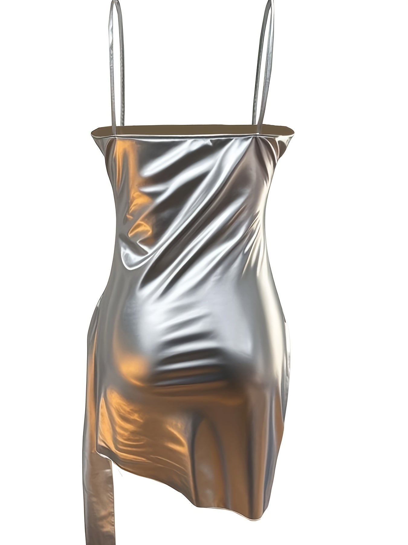 Women'S Sexy Bodycon Dress, Solid Color Knit Polyester 100%, Side Tie-up Detail, Collarless, Spring/Summer Fashion, 100g/m² Fabric Weight