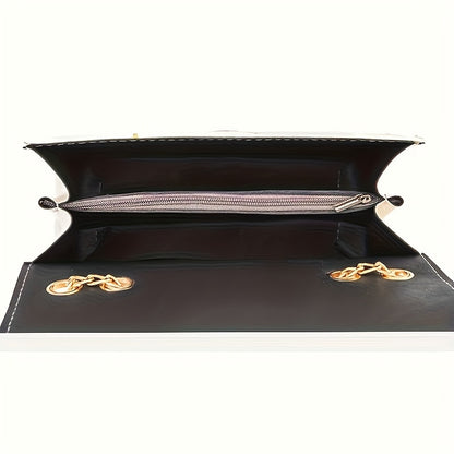 Elegant Sequin and Pearl Embellished Messenger Bag with Golden Chain Strap | Fashion Flip Cover, Adjustable Shoulder Strap, Ideal for Parties and Gifts, White Ivory Color, Magnetic Snap Closure, Dual Large Compartments