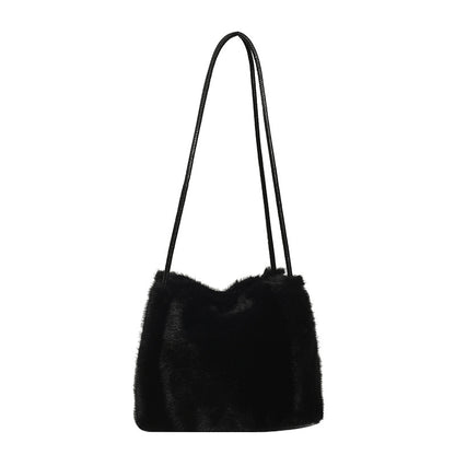 Women's Winter Large Capacity  Tote & Crossbody Bag with Fluffy Fur Coat - Handbag, Zipper Closure, Elegant Warm Design for Commuting,,, Shopping - Versatile for all-outfits (Care: Hand/Dry Clean)